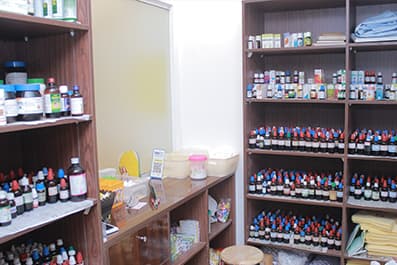 Homeopathic pharmacy at Niveena Homeo Clinic